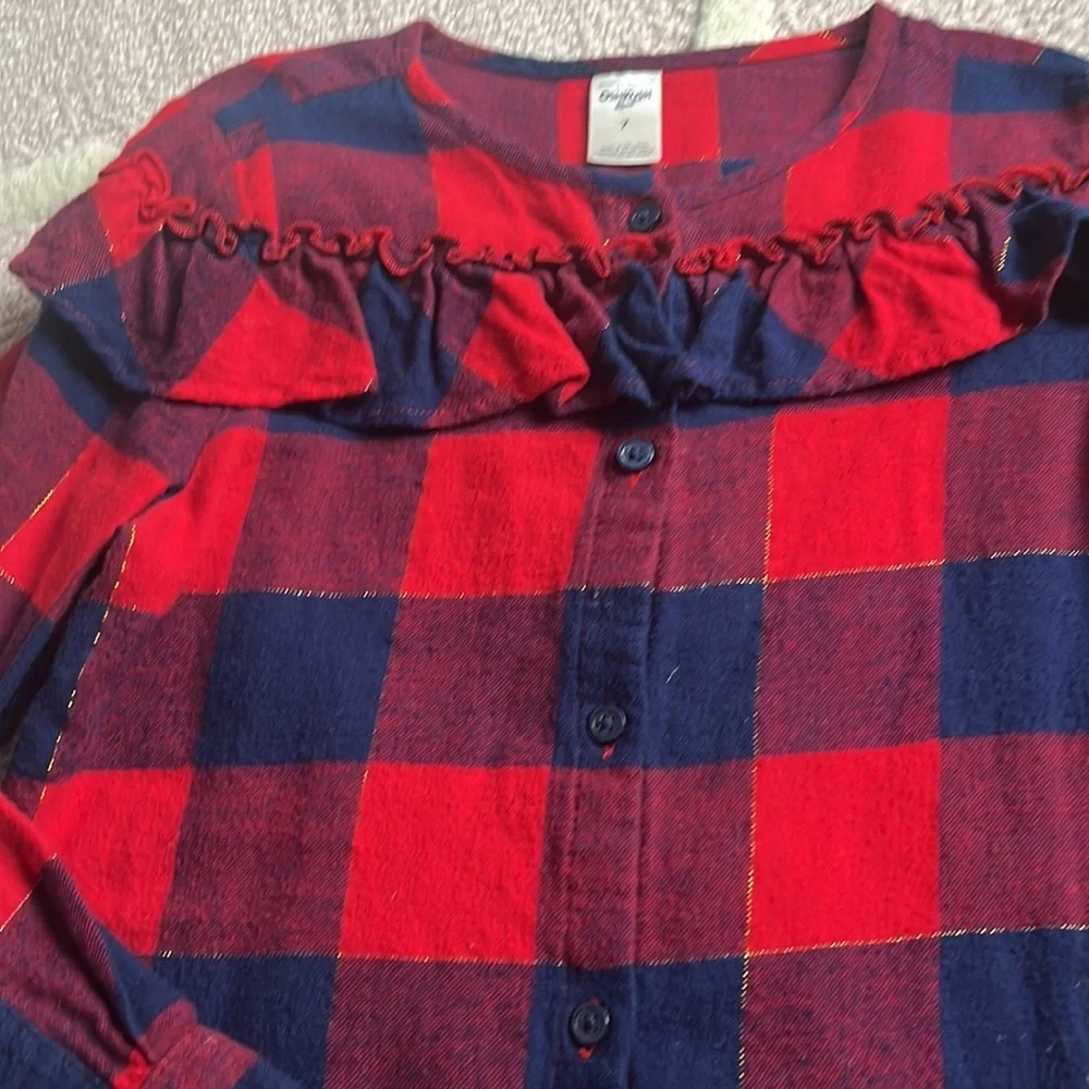 Osh kosh flannel ruffle top